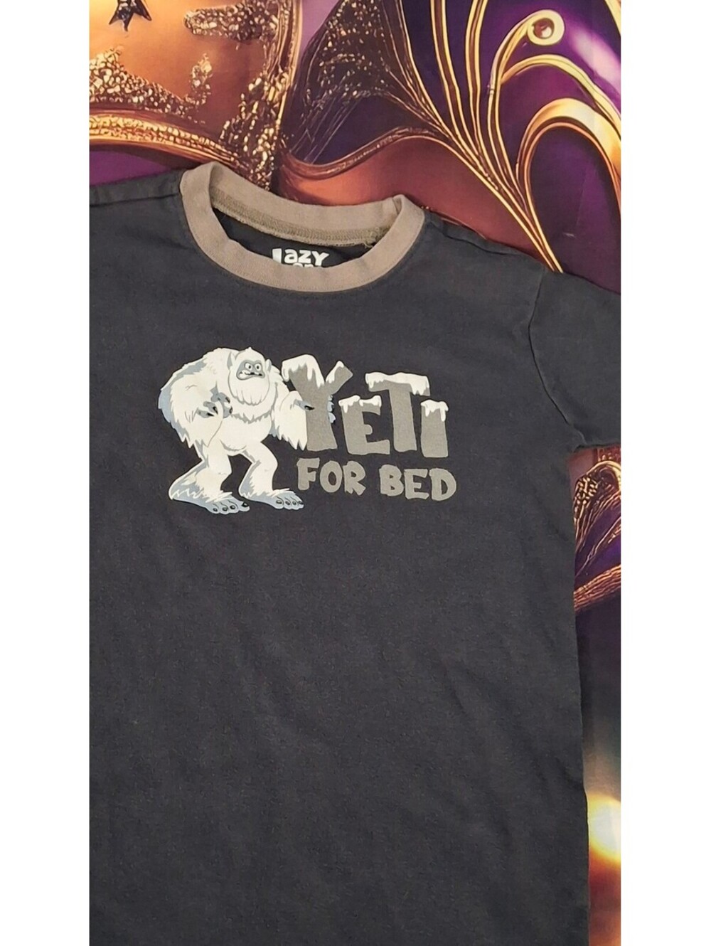 Lazy One Yeti For Bed Long Sleeve Pajama Tee, 100% Cotton, Youth Size 8